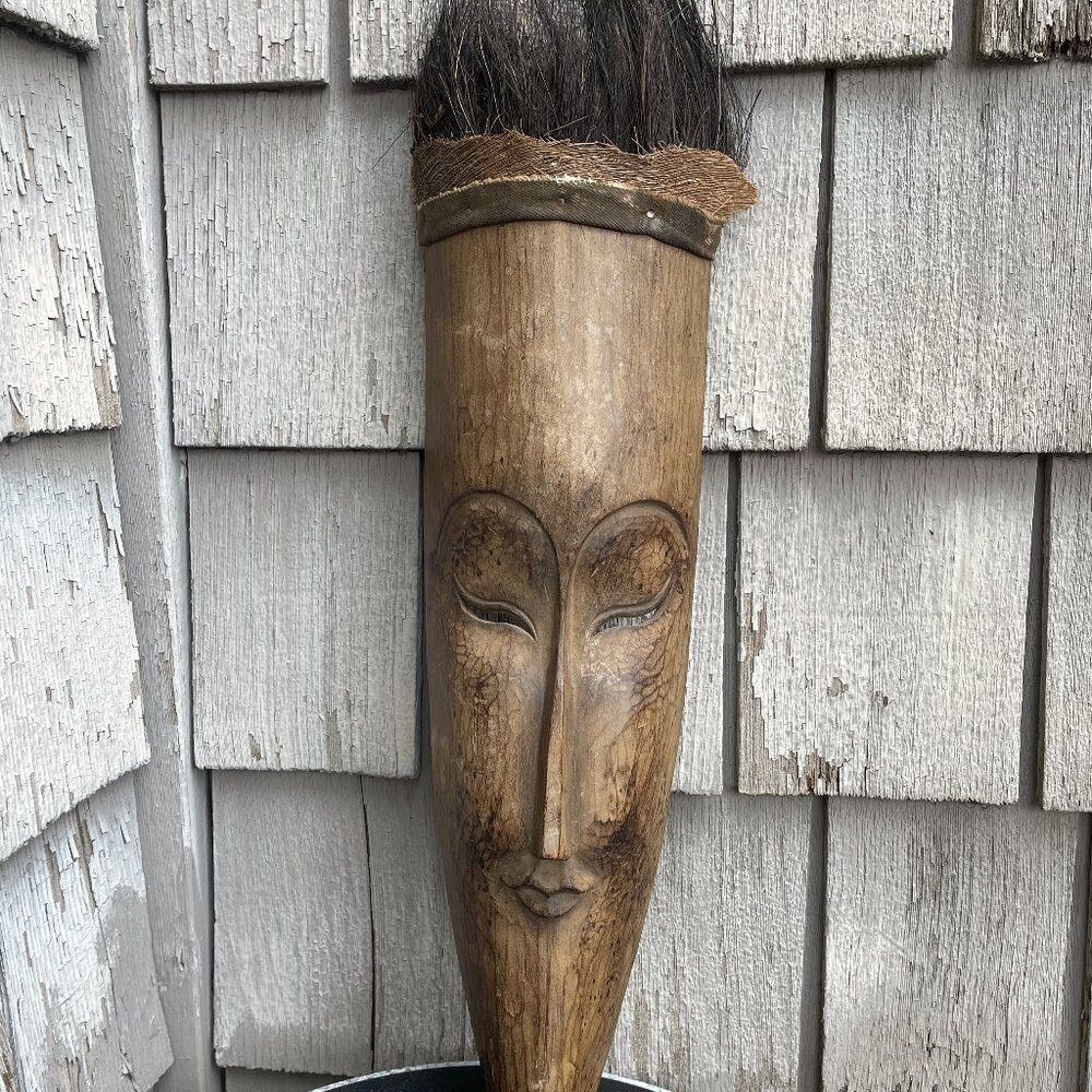Tribal Hand Carved Indonesian Wooden Mask 24"